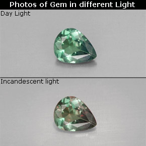 0.29캐럿 천연 그린/레드 알렉산드라이트, 배 모양, 5×3.9 mm, VS