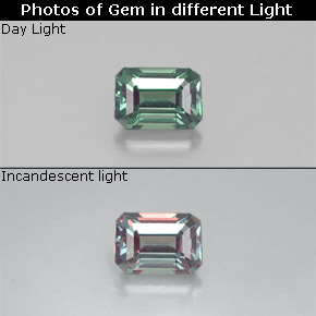 0.25캐럿 천연 그린/레드 알렉산드라이트, 에메랄드 컷, 4×2.8 mm, VVS-VS
