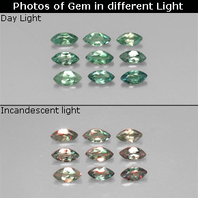 캐럿 천연 그린/레드 알렉산드라이트 보석, 마퀴즈, 3.8×1.9 mm, VS