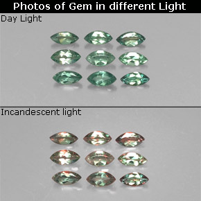 캐럿 천연 그린/레드 알렉산드라이트 보석, 마퀴즈, 3.9×1.9 mm, VS