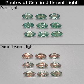 캐럿 천연 그린/레드 알렉산드라이트 보석, 마퀴즈, 3.8×1.9 mm, VS