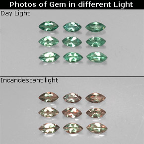 캐럿 천연 그린/레드 알렉산드라이트 보석, 마퀴즈, 3.9×1.9 mm, VS