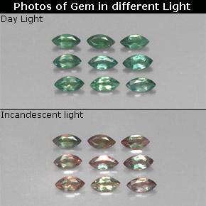 캐럿 천연 그린/레드 알렉산드라이트 보석, 마퀴즈, 3.9×1.9 mm, VS