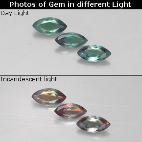캐럿 천연 그린/레드 알렉산드라이트 보석, 마퀴즈, 4.9×2.4 mm, VS