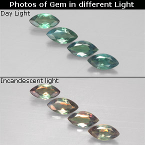 캐럿 천연 그린/레드 알렉산드라이트 보석, 마퀴즈, 5×2.6 mm, VS