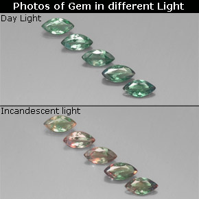 캐럿 천연 그린/레드 알렉산드라이트 보석, 마퀴즈, 5.9×3 mm, VS