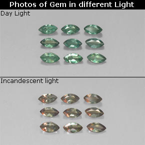 캐럿 천연 그린/레드 알렉산드라이트 보석, 마퀴즈, 4×2 mm, VS