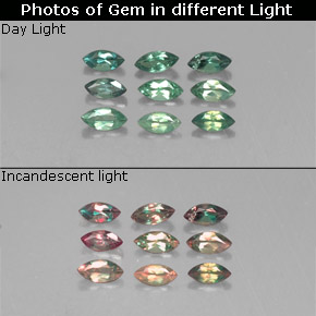 캐럿 천연 그린/레드 알렉산드라이트 보석, 마퀴즈, 3.9×1.9 mm, VS