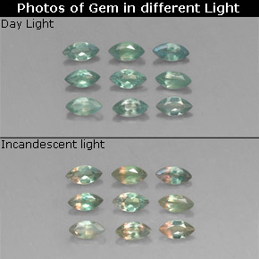캐럿 천연 그린/레드 알렉산드라이트 보석, 마퀴즈, 3.9×2 mm, VVS-VS