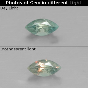 0.10캐럿 천연 그린/레드 알렉산드라이트, 마퀴즈, 3.9×2 mm, VVS-VS