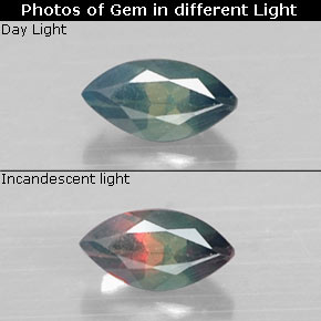 0.08캐럿 천연 그린/레드 알렉산드라이트, 마퀴즈, 3.7×2 mm, VS