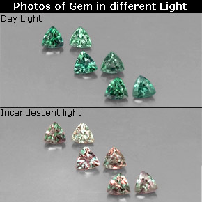 캐럿 천연 그린/레드 알렉산드라이트 보석, 트릴리언, 3.2×3.1 mm, VS