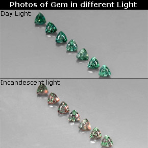 캐럿 천연 그린/레드 알렉산드라이트 보석, 트릴리언, 3.2×3.1 mm, VS