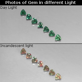 캐럿 천연 그린/레드 알렉산드라이트 보석, 트릴리언, 3.1×3 mm, VS