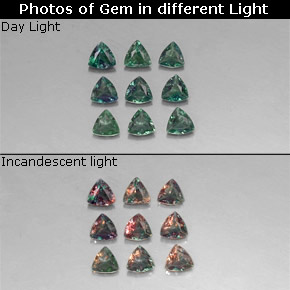 캐럿 천연 그린/레드 알렉산드라이트 보석, 트릴리언, 3.2×3.1 mm, VS