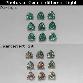 캐럿 천연 그린/레드 알렉산드라이트 보석, 트릴리언, 3.2×3.1 mm, VS