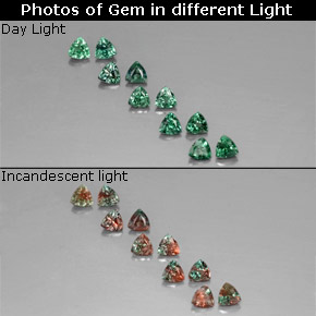 캐럿 천연 그린/레드 알렉산드라이트 보석, 트릴리언, 3.1×3.1 mm, VS