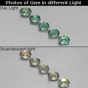 캐럿 천연 그린/레드 알렉산드라이트 보석, 타원형 컷, 3.6×2.6 mm, VS