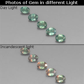 캐럿 천연 그린/레드 알렉산드라이트 보석, 타원형 컷, 3.5×2.5 mm, VS