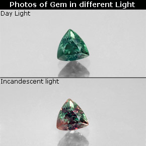 0.32캐럿 천연 그린/레드 알렉산드라이트, 트릴리언, 4.1×4.1 mm, VS-SI