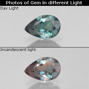 0.34캐럿 천연 그린/레드 알렉산드라이트, 배 모양, 5.8×3.9 mm, VS-SI
