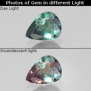 0.28캐럿 천연 그린/레드 알렉산드라이트, 배 모양, 4.9×3.8 mm, VVS-VS