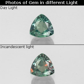 0.15캐럿 천연 그린/레드 알렉산드라이트, 트릴리언, 3.6×3.6 mm, VS