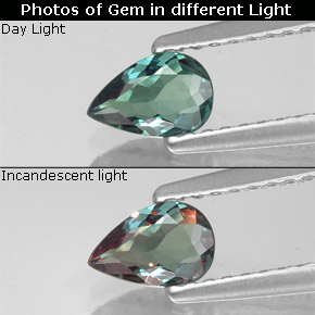 0.35캐럿 천연 그린/레드 알렉산드라이트, 배 모양, 6×4 mm, VS
