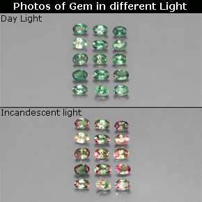 캐럿 천연 그린/레드 알렉산드라이트 보석, 타원형 컷, 3.5×2.6 mm, VS