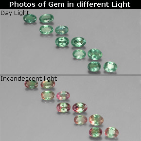 캐럿 천연 그린/레드 알렉산드라이트 보석, 타원형 컷, 4.7×3.3 mm, VS