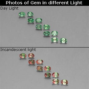 캐럿 천연 그린/레드 알렉산드라이트 보석, 타원형 컷, 3.6×2.6 mm, VS