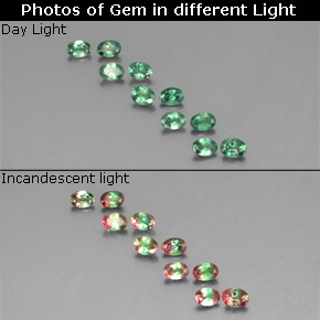 캐럿 천연 녹색/빨간색 알렉산더 보석 보석, 타원형 컷, VS