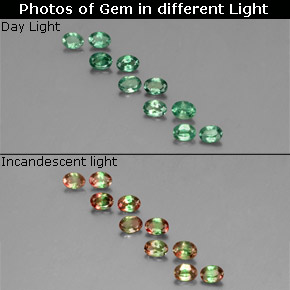 캐럿 천연 그린/레드 알렉산드라이트 보석, 타원형 컷, 3.6×2.6 mm, VS