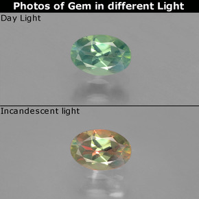 0.49캐럿 천연 그린/레드 알렉산드라이트, 타원형 컷, 5.9×4 mm, VS