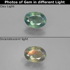 0.55캐럿 천연 녹색/빨간색 알렉산더 보석, 타원형 컷, VS-SI