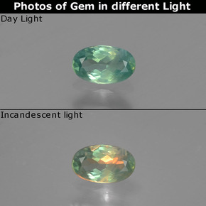 0.27캐럿 천연 그린/레드 알렉산드라이트, 타원형 컷, 5.1×3.1 mm, VS