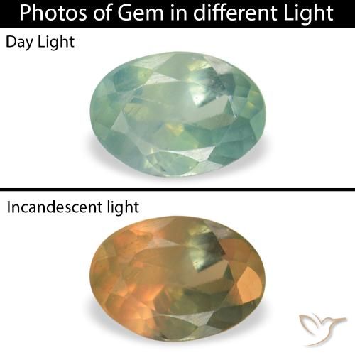 0.10ct 자연스러운 라이트 민트 그린 알렉산더 보석, 타원형, VVS-VS