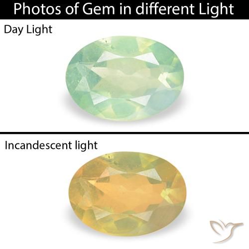 0.18ct 자연스러운 밝은 노란색 녹색 알렉산더 보석, 타원형, VVS-VS