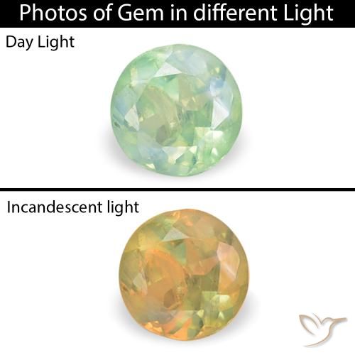 0.11ct 자연스러운 연한 초록색 알렉산더 보석, 둥근, VS-SI
