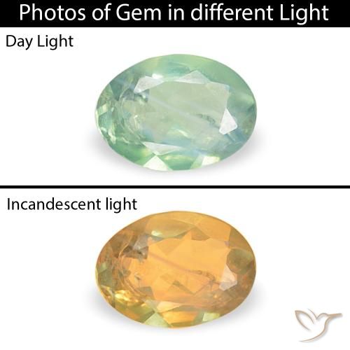 0.07ct 자연스러운 매우 밝은 노란색 녹색 알렉산더 보석, 타원형, VS-SI