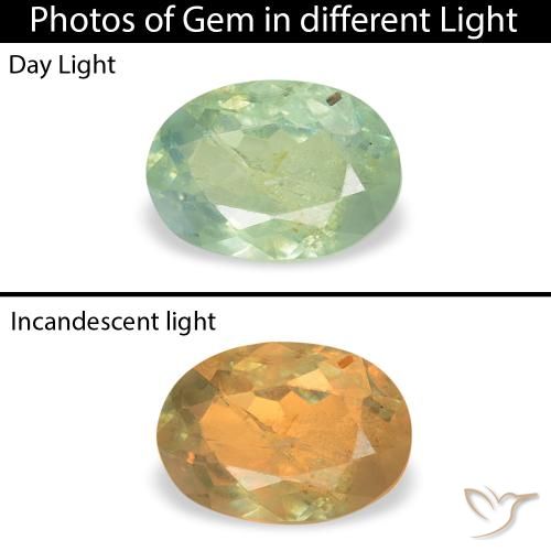 0.49ct 자연스러운 매우 밝은 녹색 알렉산더 보석, 타원형, SI