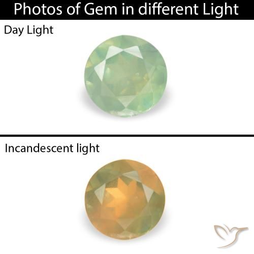 0.13ct 자연스러운 매우 밝은 녹색 알렉산더 보석, 둥근, VS