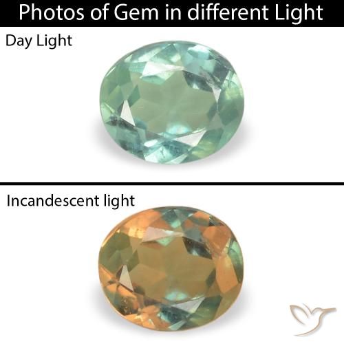 0.15ct 자연스러운 라이트 씨 그린 알렉산더 보석, 타원형, VS