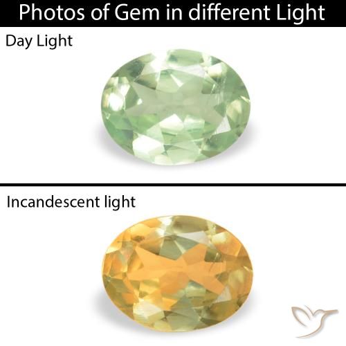 0.17ct 자연스러운 연두색 알렉산더 보석, 타원형, VS