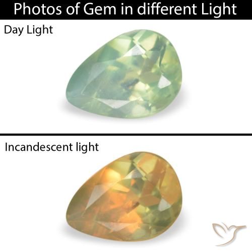 0.13ct 자연스러운 연두색 알렉산더 보석, 배 모양, VS