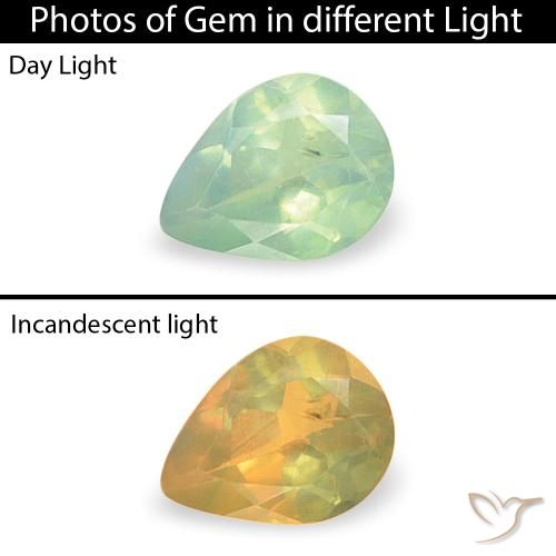 0.09ct 자연스러운 연한 초록색 알렉산더 보석, 배 모양, VS