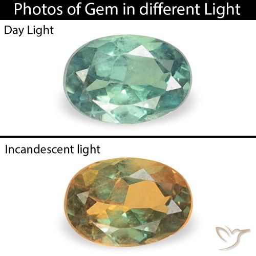 0.14ct 자연스러운 청록색 알렉산더 보석, 타원형, VS