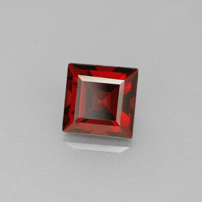 1.35캐럿 천연 딥 레드 알만딘 가넷, 스퀘어, 5.9×5.9 mm, VS
