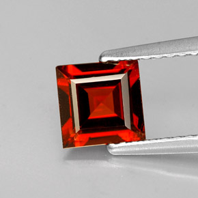 1.10캐럿 천연 딥 레드 알만딘 가넷, 스퀘어, 6×5.9 mm, VS-SI