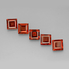 캐럿 천연 붉은빛 오렌지 알만딘 가넷 보석, 스퀘어, 4.1×4.1 mm, VS